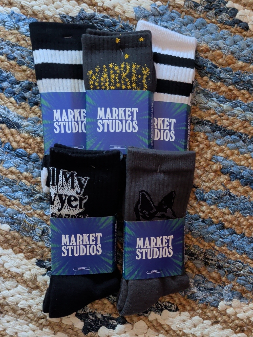 Market Studios 5 Pairs Men's Assorted Crew Socks